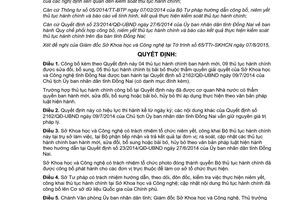 Quyết định 2414/QĐ-UBND thủ tục hành chính thuộc thẩm quyền sở khoa học công nghệ Đồng Nai 2015