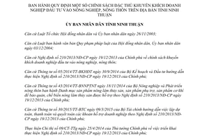 Quyết định 52/2015/QĐ-UBND khuyến khích doanh nghiệp đầu tư nông nghiệp nông thôn Ninh Thuận