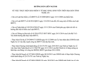 Hướng dẫn liên ngành 1291/LN-GD&ĐT-BHXH-TD thực hiện bảo hiểm y tế học sinh sinh viên Nghệ An