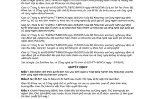 Quyết định 39/2015/QĐ-UBND Quản lý hoạt động nghiên cứu khoa học phát triển công nghệ Long An