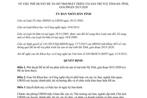 Quyết định 3262/QĐ-UBND 2015 Đề án hỗ trợ phát triển tài sản trí tuệ Hà Tĩnh 2015 2020