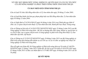 Quyết định 55/2015/QĐ-UBND chức năng quyền hạn cơ cấu tổ chức của sở nông nghiệp Ninh Thuận