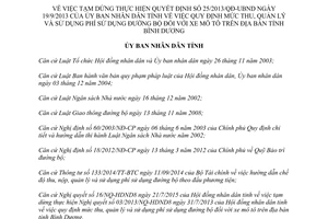 Quyết định 2125/QĐ-UBND 2015 tạm dừng 25/2013/QĐ-UBND quản lý phí sử dụng đường bộ Bình Dương