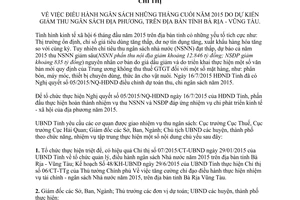 Chỉ thị 13/2015/CT-UBND điều hành ngân sách do dự kiến giảm thu ngân sách Bà Rịa Vũng Tàu