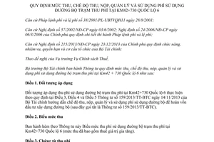 Thông tư 122/2015/TT-BTC sử dụng phí sử dụng đường bộ trạm thu phí Km42+730 Quốc lộ 6