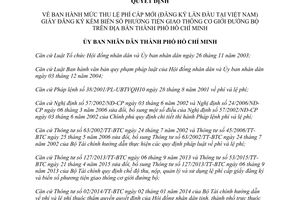 Quyết định 41/2015/QĐ-UBND Lệ phí cấp mới giấy đăng ký kèm biển số phương tiện đường bộ Hồ Chí Minh