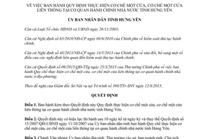 Quyết định 14/2015/QĐ-UBND cơ chế một cửa một cửa liên thông cơ quan hành chính nhà nước Hưng Yên