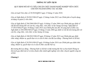 Thông tư liên tịch 30/2015/TTLT-BLĐTBXH-BNV mã số và tiêu chuẩn chức danh nghề nghiệp viên chức