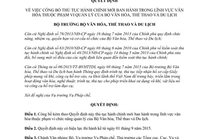 Quyết định 2782/QĐ-BVHTTDL thủ tục hành chính lĩnh vực văn hóa quản lý bộ văn hóa thể thao du lịch 2015