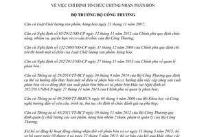 Quyết định 8726/QĐ-BCT 2015 chỉ định tổ chức chứng nhận phân bón