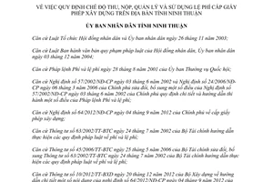 Quyết định 57/2015/QĐ-UBND thu nộp quản lý sử dụng lệ phí cấp giấy phép xây dựng Ninh Thuận