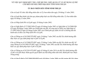 Quyết định 56/2015/QĐ-UBND mức thu nộp quản lý sử dụng lệ phí cấp biển số nhà Ninh Thuận