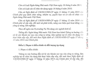 Thông tư 11/2015/TT-NHNN Xử lý khoản nợ vay của công ty nông lâm nghiệp theo 118/2014/NĐ-CP