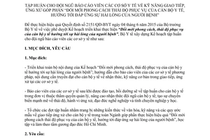 Kế hoạch 784/KH-BYT 2015 tập huấn kỹ năng giao tiếp ứng xử đáp ứng sự hài lòng của người bệnh