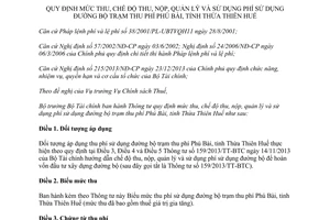 Thông tư 125/2015/TT-BTC thu nộp quản lý sử dụng phí sử dụng đường bộ trạm thu phí Phú Bài Huế