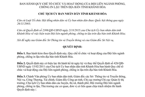 Quyết định 2307/QĐ-CTUBND Quy chế tổ chức hoạt động Đội liên ngành phòng chống in lậu Khánh Hòa