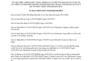 Quyết định 2303/QĐ-UBND Chức năng và đổi tên Ban Quản lý dự án cải thiện môi trường Nha Trang