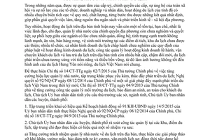 Chỉ thị 05/CT-UBND tăng cường quản lý nhà nước khắc phục yếu kém thúc đẩy phát triển du lịch Hưng Yên