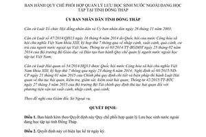 Quyết định 863/QĐ-UBND-HC 2015 phối hợp quản lý Lưu học sinh nước ngoài học tập tại Đồng Tháp