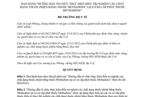 Quyết định 3509/QĐ-BYT điều trị nghiện các chất dạng thuốc phiện bằng thuốc Methadone 2015