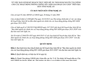 Quyết định 3716/QĐ-UBND bảo đảm nguồn tài chính hoạt động phòng chống HIVAIDS Nghệ An