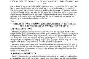 Hướng dẫn 03/HD-UBND 2015 chức năng nhiệm vụ quyền hạn tổ chức biên chế phòng tư pháp Lạng Sơn