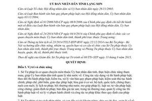 Quyết định 26/2015/QĐ-UBND chức năng nhiệm vụ quyền hạn cơ cấu tổ chức Sở Tư pháp Lạng Sơn