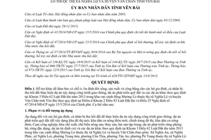 Quyết định 15/2015/QĐ-UBND hỗ trợ khác cho hộ gia đình cá nhân bị thu hồi đất thực hiện dự án Yên Bái