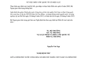 Thông báo 53/2015/TB-LPQT hiệu lực Nghị định thư dự án VIE/036 thủy lợi Cao Bằng Việt Nam Lúc-xem-bua