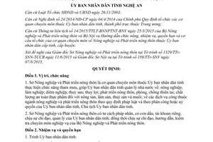 Quyết định 44/2015/QĐ-UBND chức năng quyền hạn quyền hạn cơ cấu Sở Nông nghiệp Nghệ An