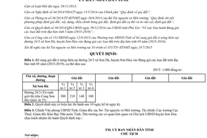 Quyết định 31/2015/QĐ-UBND bổ sung giá đất ở nông thôn vào Bảng giá các loại đất Phú Yên