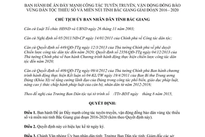 Quyết định 1564/QĐ-UBND 2015 vận động đồng bào dân vùng tộc thiểu số miền núi Bắc Giang