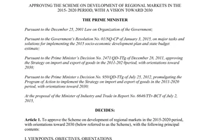 Decision No. 1467/QD-TTg approving scheme development regional markets 2015 2020 2030
