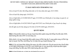 Quyết định 2485/QĐ-UBND điều chỉnh cục bộ quy hoạch địa điểm nghĩa trang Đồng Nai 2015