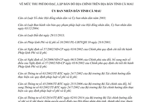 Quyết định 21/2015/QĐ-UBND mức thu Phí đo đạc lập bản đồ địa chính Cà Mau