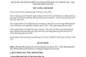 Quyết định 1467/QĐ-TTg Đề án phát triển thị trường khu vực 2015 2020 tầm nhìn đến 2030