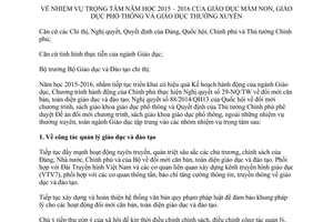 Chỉ thị 3131/CT-BGDĐT 2015 nhiệm vụ trọng tâm 2015 2016 giáo dục mầm non phổ thông thường xuyên