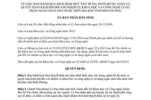 Quyết định 2177/QĐ-UBND xây dựng dự toán quyết toán kinh phí khoa học công nghệ Bình Dương