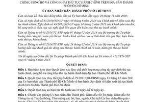 Quyết định 42/2015/QĐ-UBND Phối hợp quy định công bố công khai thủ tục hành chính Hồ Chí Minh