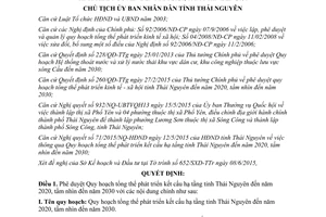 Quyết định 2153/QĐ-UBND Quy hoạch tổng thể phát triển kết cấu hạ tầng Thái Nguyên