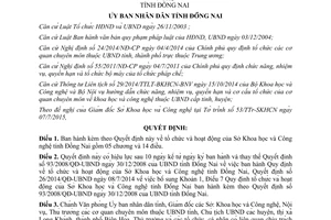 Quyết định 25/2015/QĐ-UBND tổ chức hoạt động sở khoa học công nghệ Đồng Nai