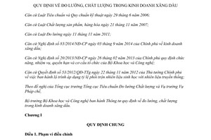 Thông tư 15/2015/TT-BKHCN đo lường chất lượng trong kinh doanh xăng dầu