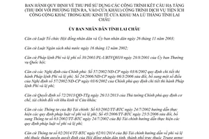 Quyết định 19/2015/QĐ-UBND thu phí sử dụng công trình kết cấu hạ tầng dịch vụ tiện ích công cộng Lai Châu