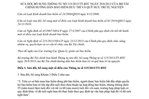 Thông tư 130/2015/TT-BTC sửa đổi 115/2013/TT-BTC hướng dẫn bảo hiểm và quỹ hưu trí tự nguyện