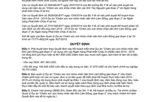 Quyết định 1804/QĐ-UBND chăm sóc sức khỏe nhân dân giai đoạn 2 vốn vay ADB Lâm Đồng 2016