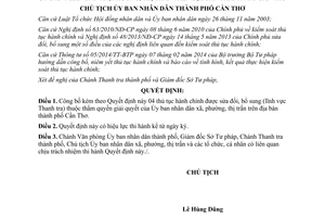 Quyết định 2439/QĐ-UBND Thủ tục hành chính thẩm quyền Ủy ban nhân dân xã phường thị trấn Cần Thơ