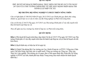 Quyết định 3418/QĐ-BNN-KTHTthực hiện đẩy mạnh triển khai thi hành Luật Hợp tác xã