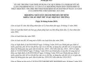 Nghị quyết 07/2015/NQ-HĐND thực hiện mức thu học phí Hồ Chí Minh năm học 2015 2016