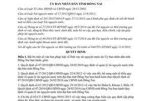 Quyết định 2554/QĐ-UBND bãi bỏ văn bản pháp luật lĩnh vực tài nguyên nước Đồng Nai 2015