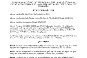 Quyết định 41/2015/QĐ-UBND cấp giấy phép lái xe mô tô hạng A1 cho đồng bào dân tộc thiểu số Hà Tĩnh